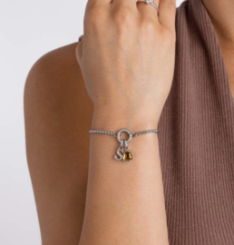 Adjustable Letter & birthstone bracelet Silver