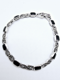 Echt zilveren armband Marcasiet maat 19 cm.