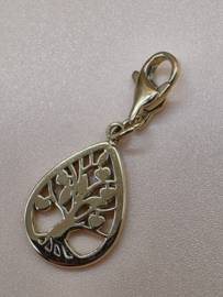 RVS charm, levensboom. Goud.