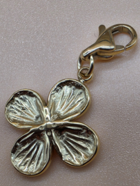 RVS Charm, klaverblad. Goud