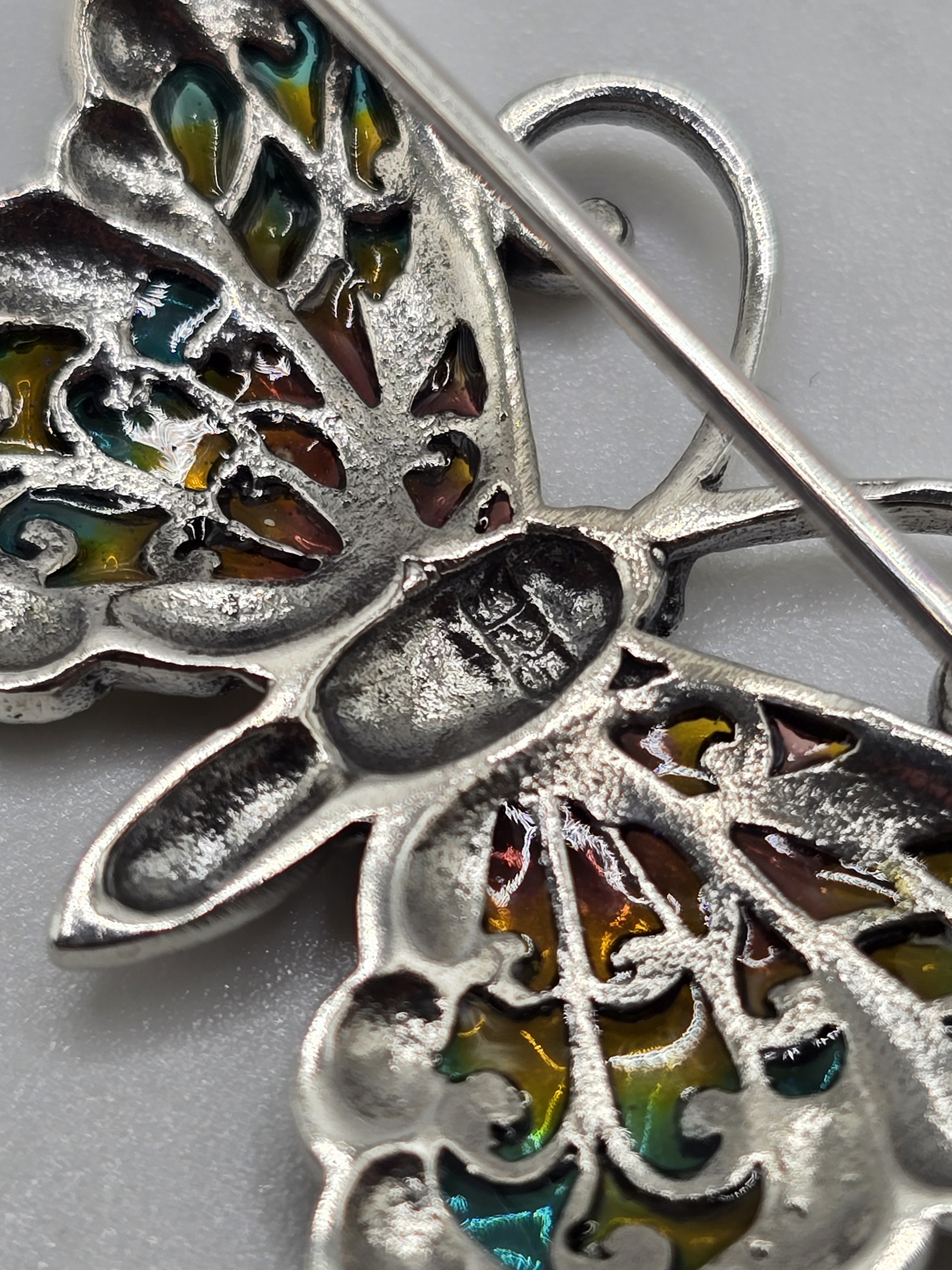 925 zilveren broche, met Marcasiet en glas emaille