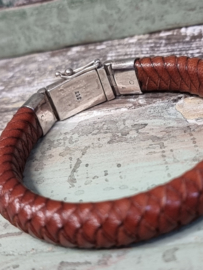 Prachtige echt lederen armband met 925 echt zilveren sluiting