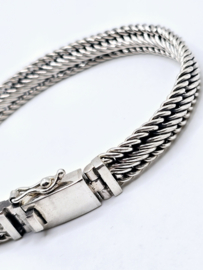 Echt zilveren zware schakelarmband,  20 cm