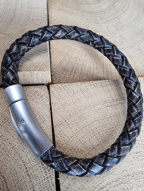 ixxxi heren armband echt leer, gevlochten donkerbruin used