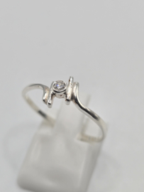 Echt zilveren dames ring Maat 19 met zirconia