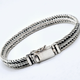 Echt zilveren zware schakelarmband,  20 cm