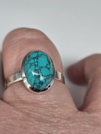Echt zilveren ring met Turquoise maat 17