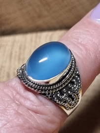 Chalcedoon ring 925 zilver, maat 18.5