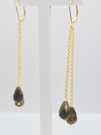 Echt zilveren oorbellen met Labradoriet goud plating