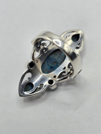 Echt zilveren ring met Turquoise maat 18