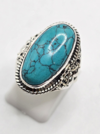 Echt zilveren ring met Turquoise maat 17