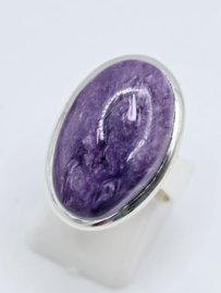 Echt zilveren ring met Charoiet, maat 17