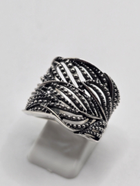 Echt zilveren fantasie ring prachtig model maat 18