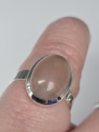 Echt zilveren ring met rozenkwarts maat 20.5