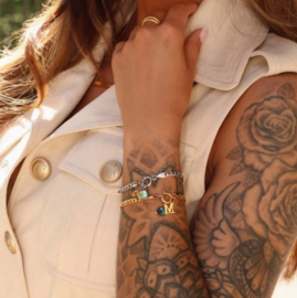 Letter & birthstone bracelet silver