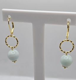 Echt zilveren oorbellen met Amazoniet goud plating