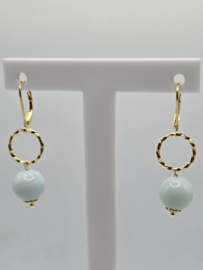 Echt zilveren oorbellen met Amazoniet goud plating