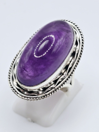 Zilveren ring Amethist maat 19