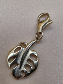 RVS charm Blad. Goud.