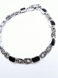 Echt zilveren armband Marcasiet maat 19 cm.