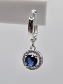 Zirkonia set, silver/blue. rond. MDZ1