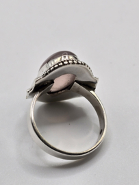 Echt zilveren ring met rozenkwarts maat 18