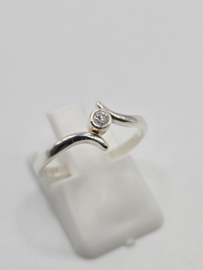 Echt zilveren dames ring Maat 19 met zirconia