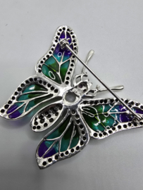 925 zilveren broche, met Robijn en Maansteen