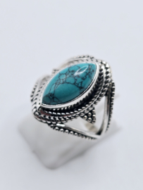Echt zilveren ring met Turquoise maat 17