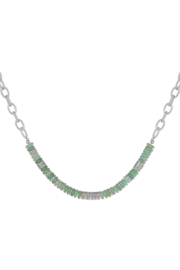 Schakelketting kralen - zilver/groen Green & Silver Stainless Steel