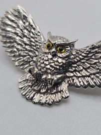 zware echt zilveren broche uil.