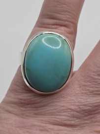 Echt zilveren ring met Arizona Turquoise maat 19.5