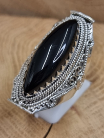 ring echt zilver met zwarte onyx. Maat 20