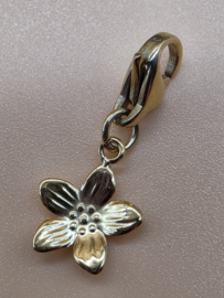 RVS charm. Bloem. Goud.