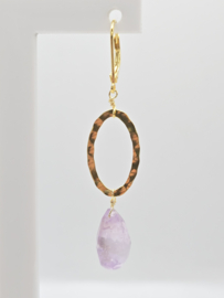 Echt zilveren oorbellen met Amethist goud plating