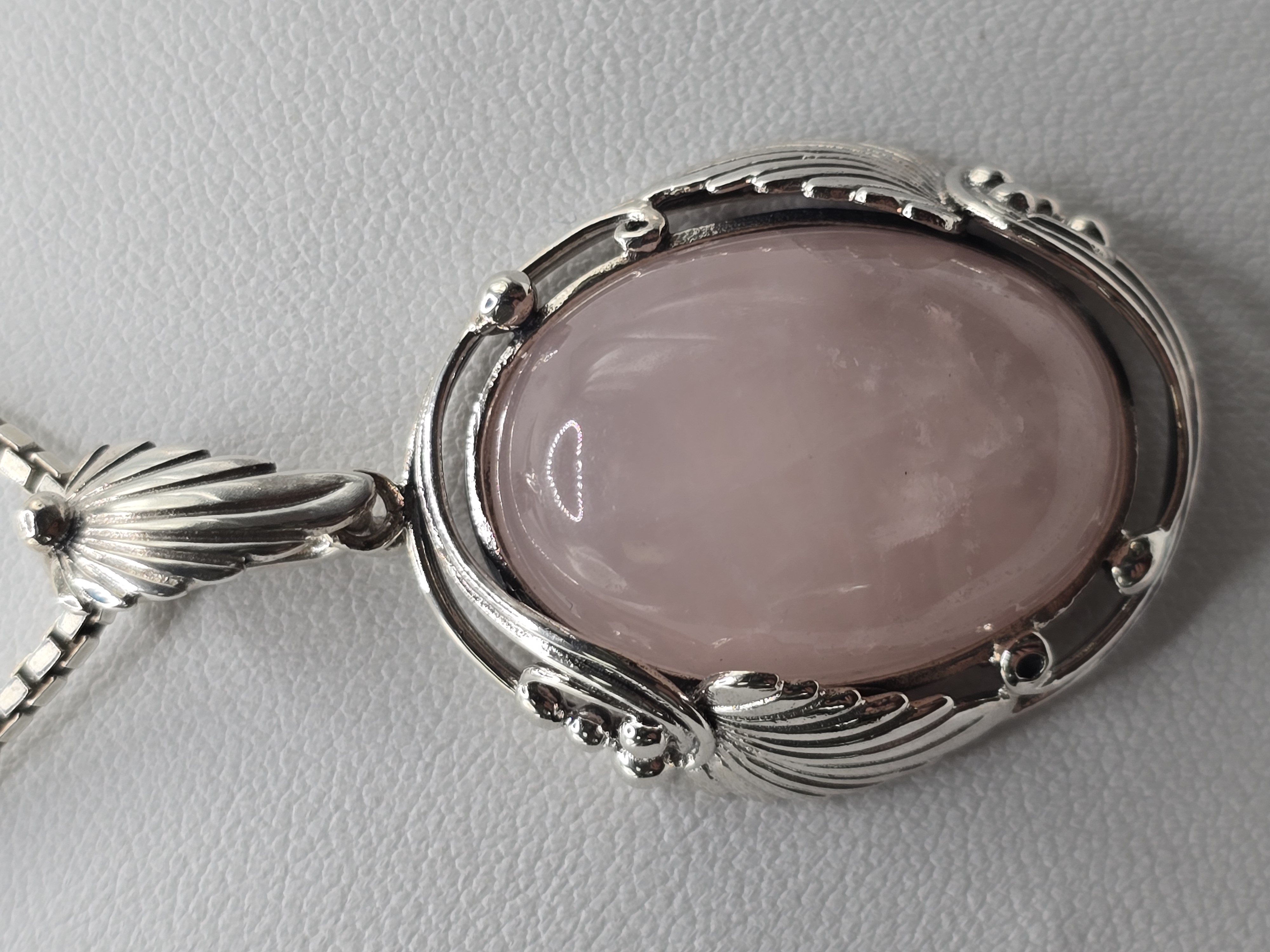 Prachtige echt zilveren hanger met Rozenkwarts