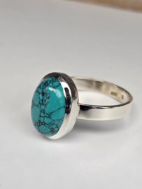 Echt zilveren ring met Turquoise maat 17