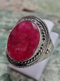 Echt zilveren ring met Robijn steen maat 18.5