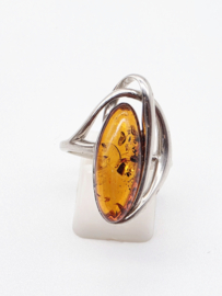 Prachtige echt zilveren ring met Barnsteen, maat 17.5