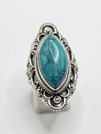Echt zilveren ring met Turquoise maat 19.5