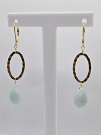 Echt zilveren oorbellen met Amazoniet goud plating