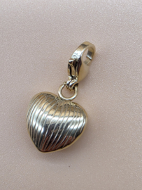 RVS charm Hart geribbeld. Goud.
