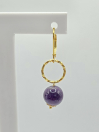 Echt zilveren oorbellen met Amethist goud plating