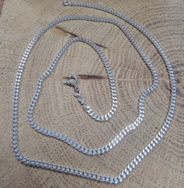 Echt zilveren Gourmet collier, 45 cm lang.