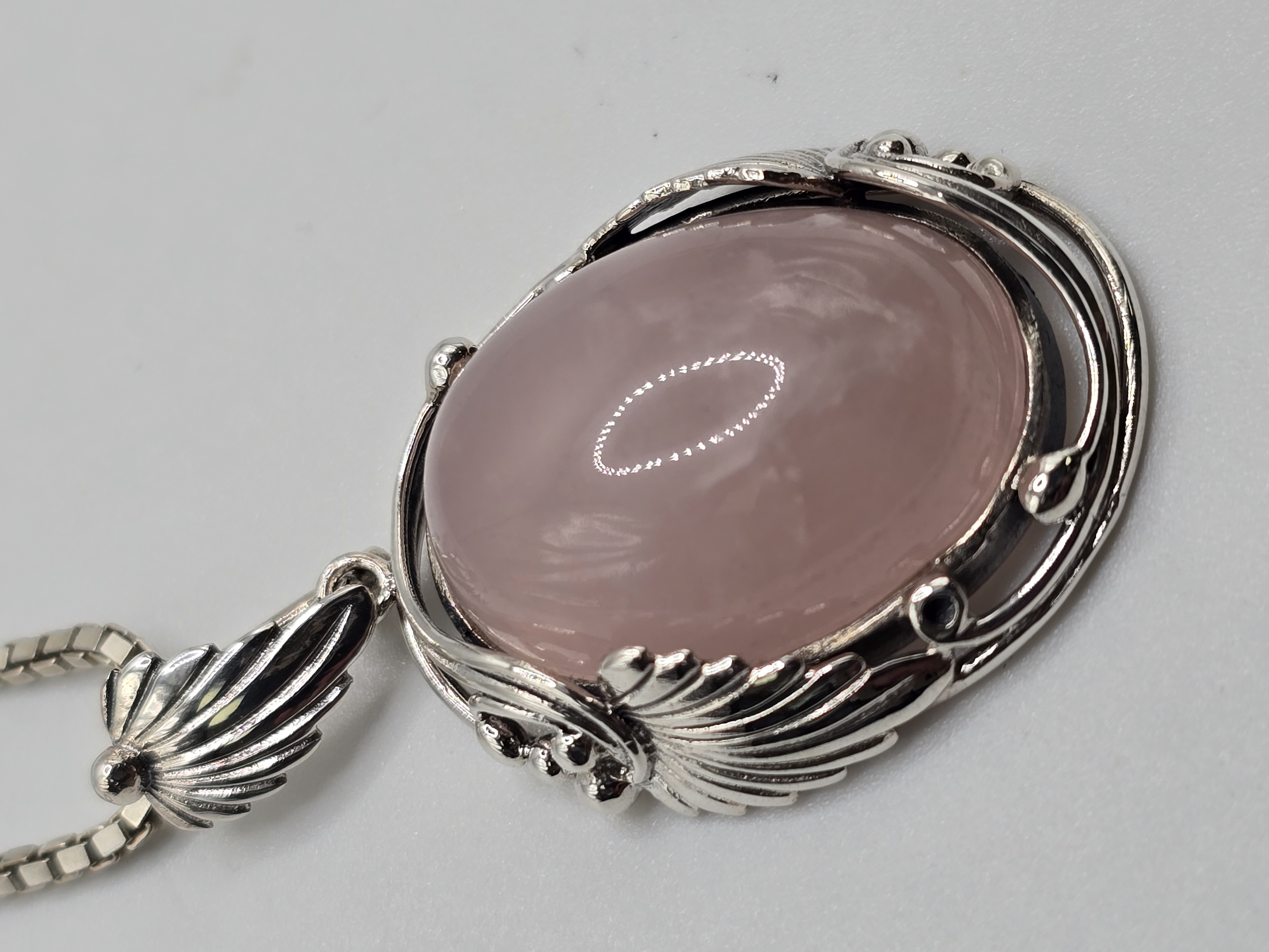 Prachtige echt zilveren hanger met Rozenkwarts
