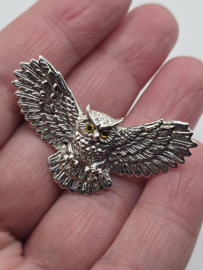zware echt zilveren broche uil.