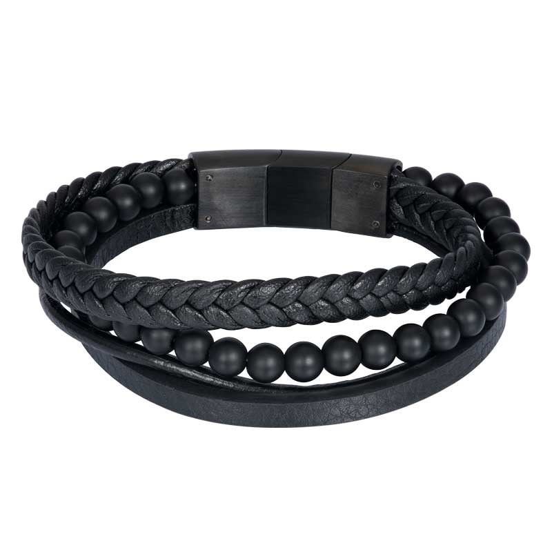 iXXXi Men Bracelet Calvin Mat Zwart 21 cm tot 22.5 cm