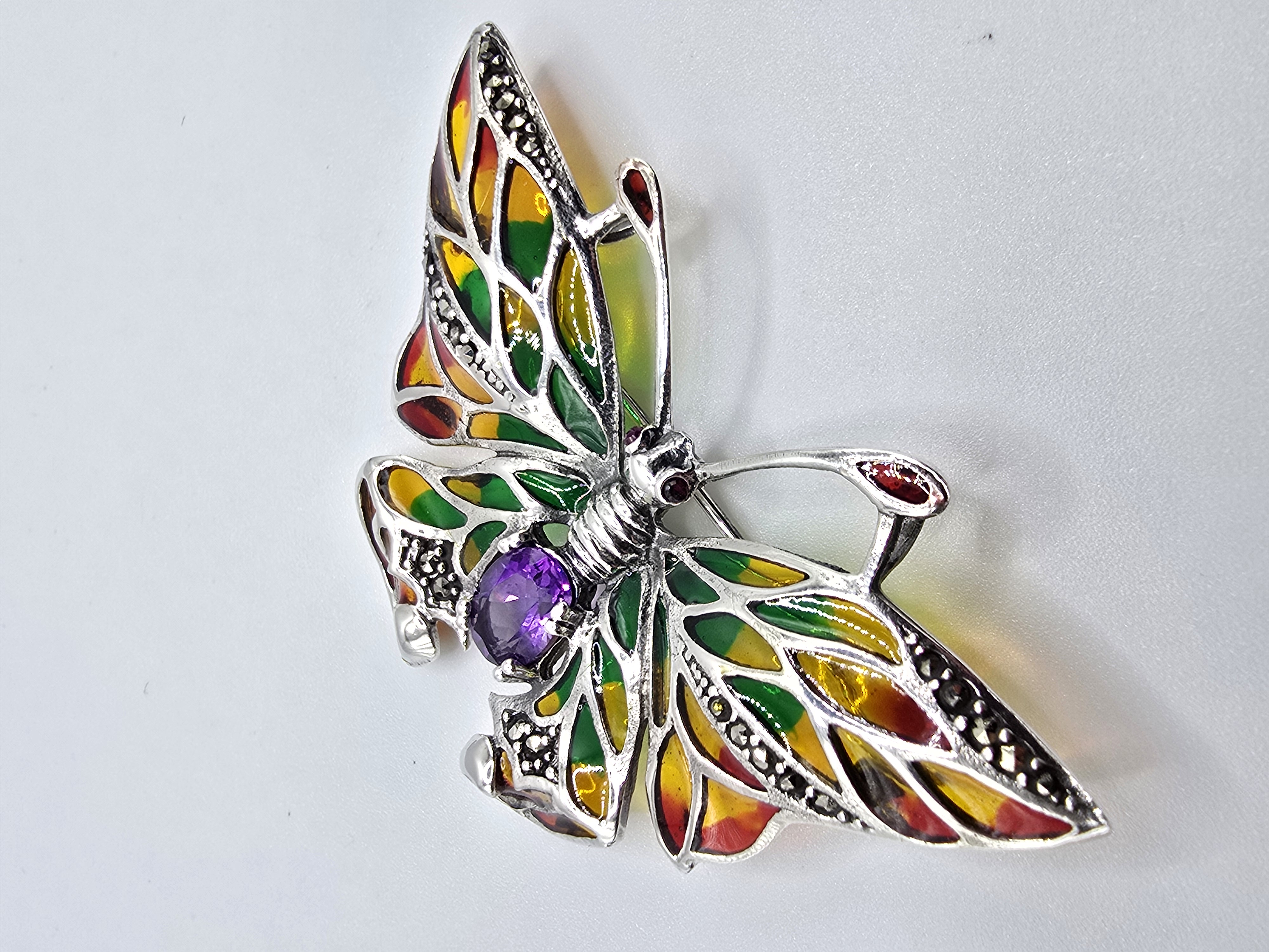 925 zilveren broche, met Amethist