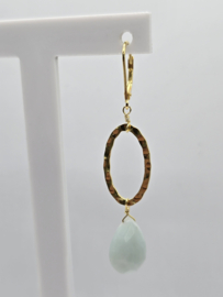 Echt zilveren oorbellen met Amazoniet goud plating