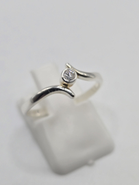 Echt zilveren dames ring Maat 19 met zirconia